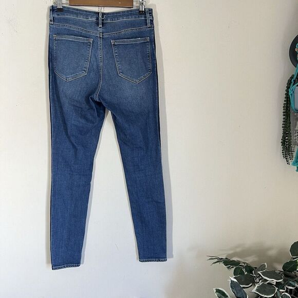 Athleta Sculptek Ultra Skinny Tuxedo Blue Two Tone Jean size 4 High Rise Stretch - Picture 5 of 8